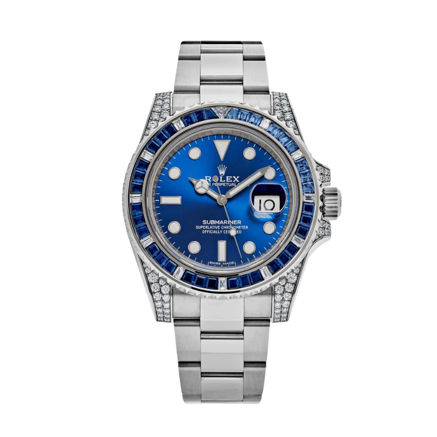Submariner blue dial sapphire diamond bezel 40mm
