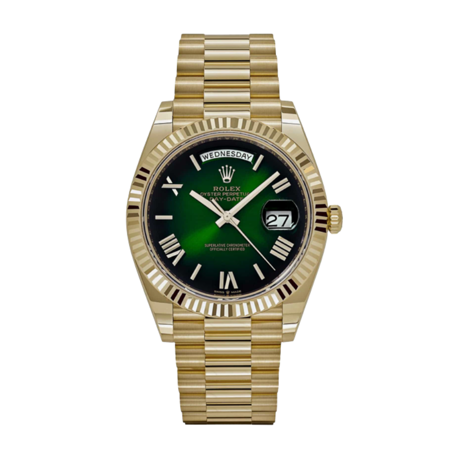 Day-date yellow gold green numeral dial 40mm