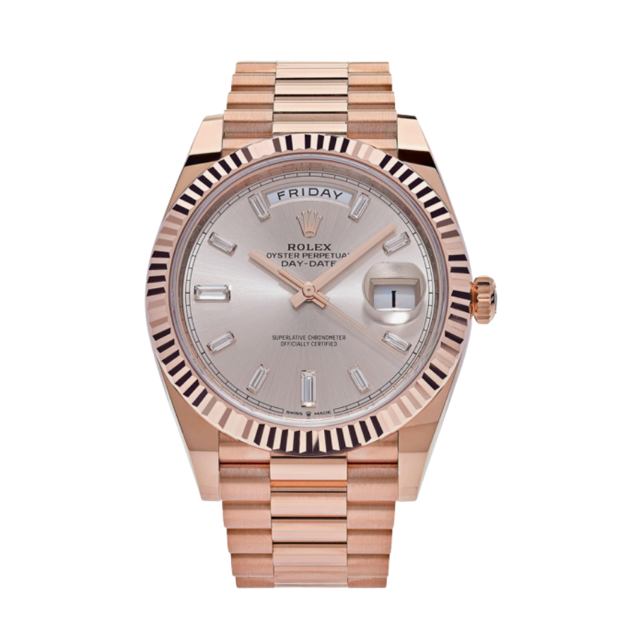 Day-date rose gold sundust diamond dial 40mm
