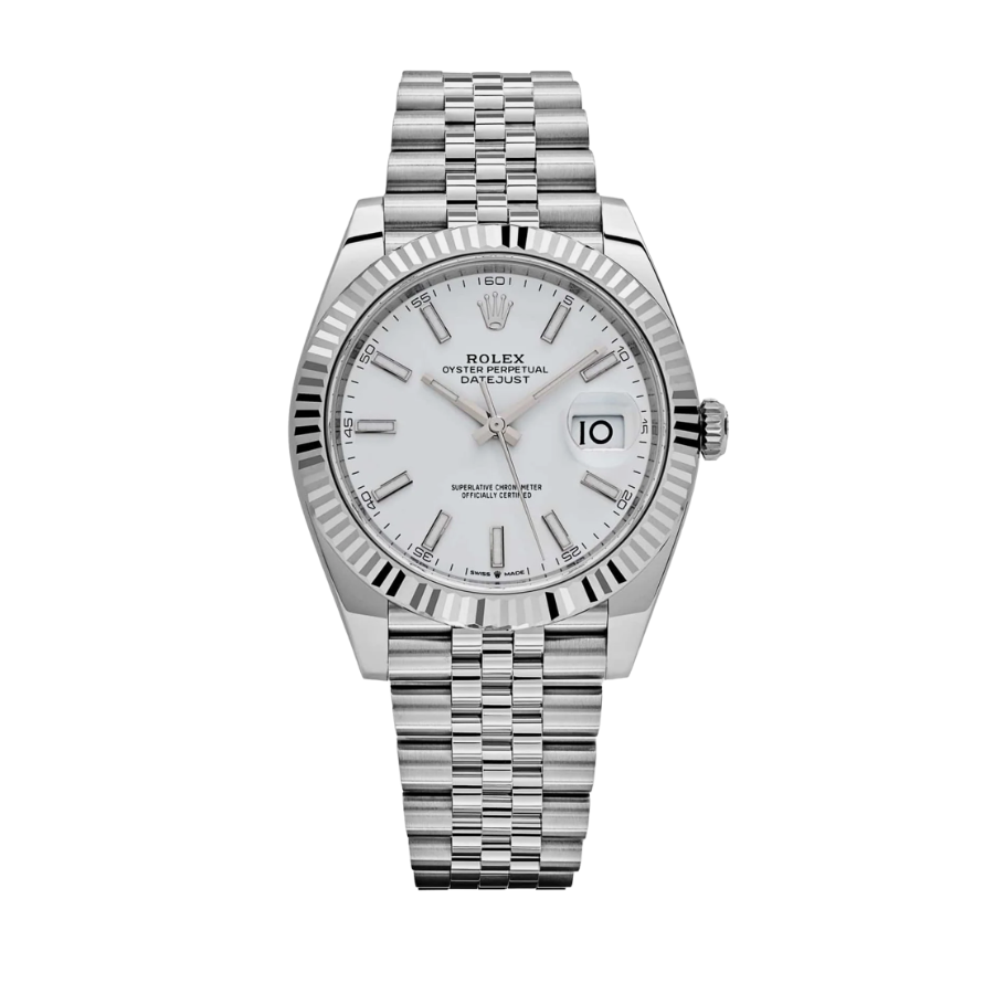 Date just steel white dial 41mm