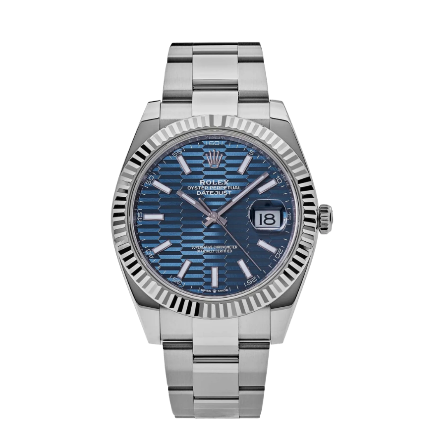 Date just fluted motif blue dial oyster 41mm