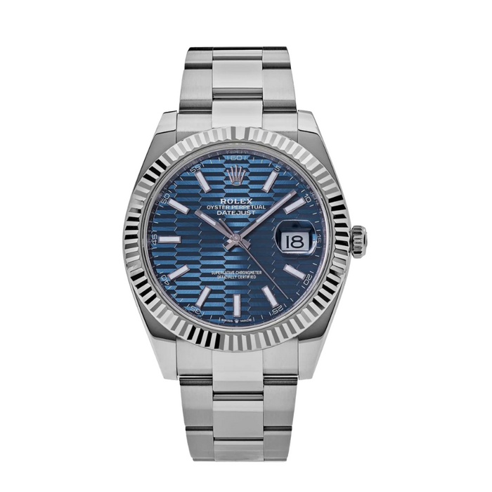 Date just fluted motif blue dial oyster 41mm