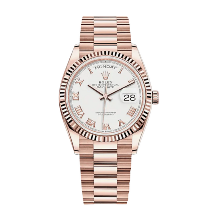 Day-date rose gold white dial 36mm