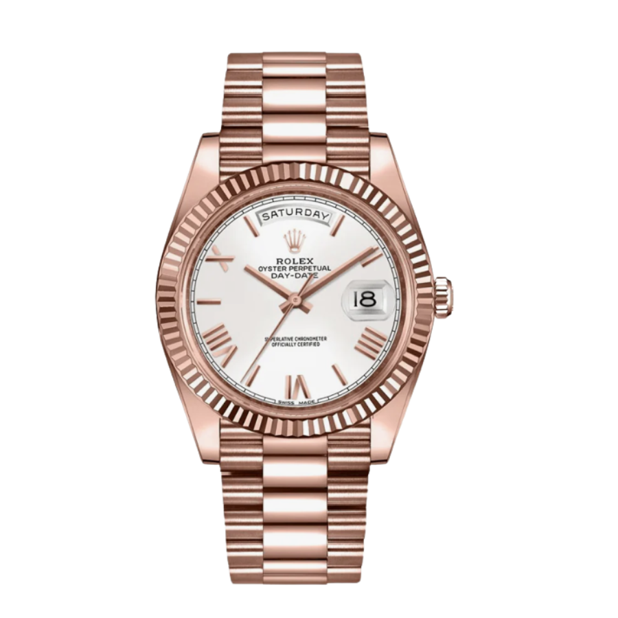 Day-date rose gold white roman dial 40mm