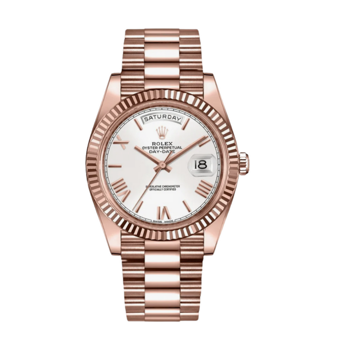 Day-date rose gold white roman dial 40mm