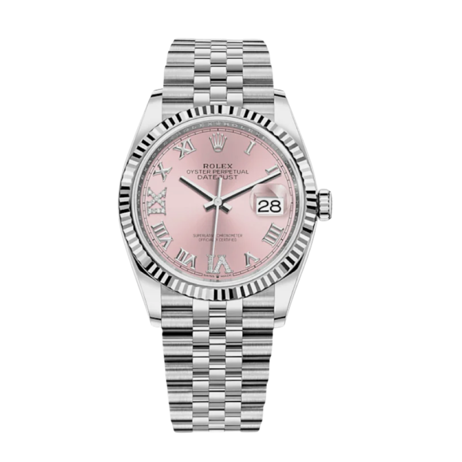 Date just white gold pink dial 36mm