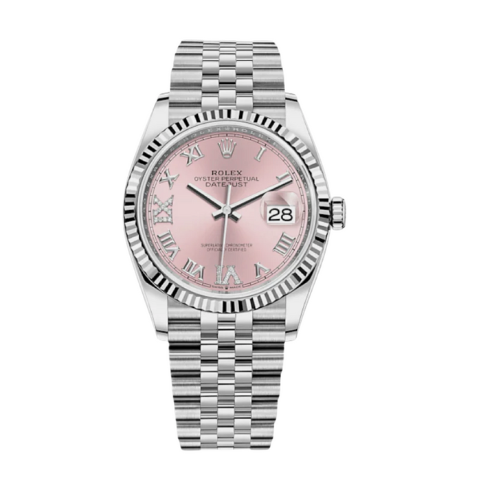 Date just white gold pink dial 36mm