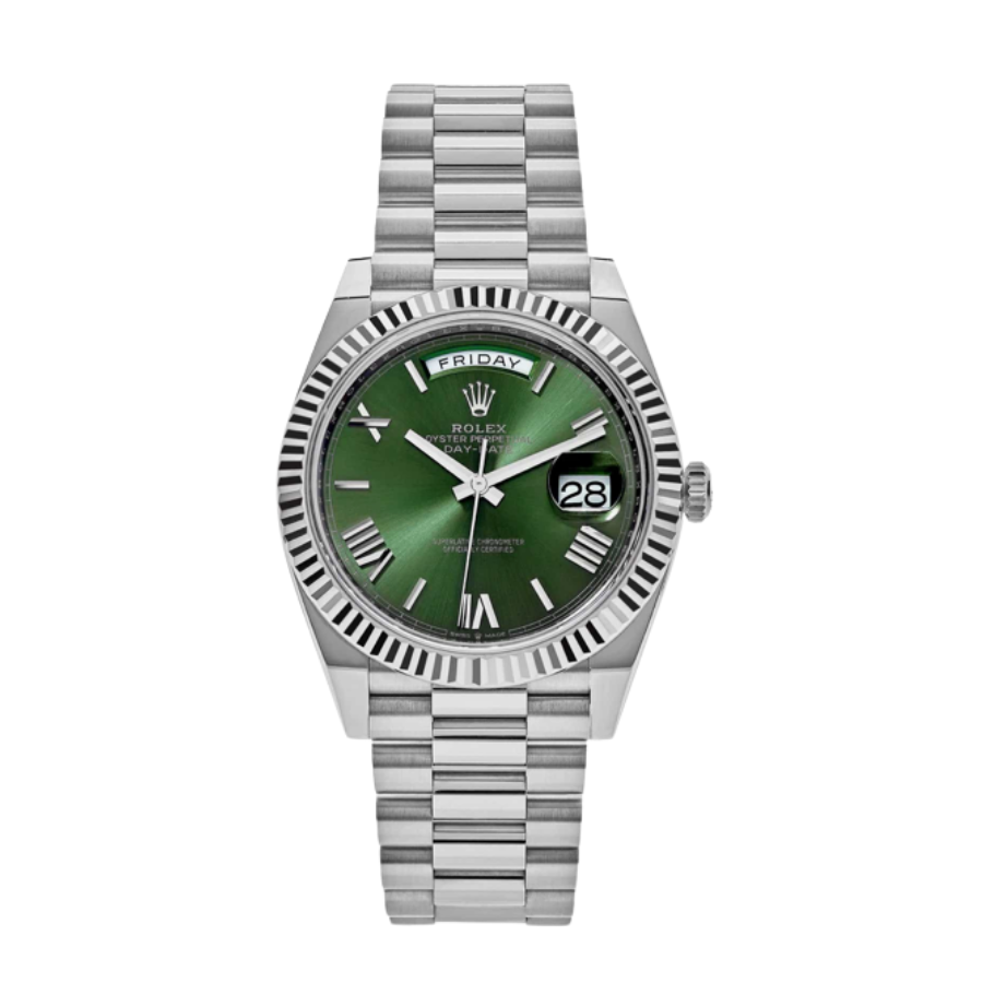 Day-date white gold olive dial 40mm