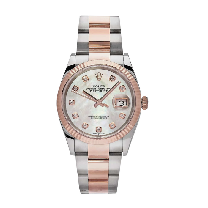 Date just rose gold mother of pearl diamond dial 36mm