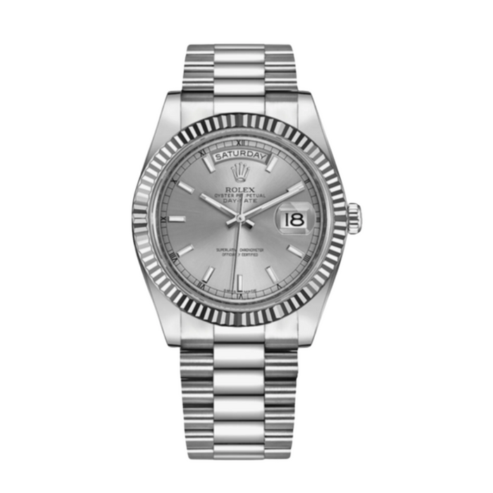 Day-date white gold silver dial 36mm