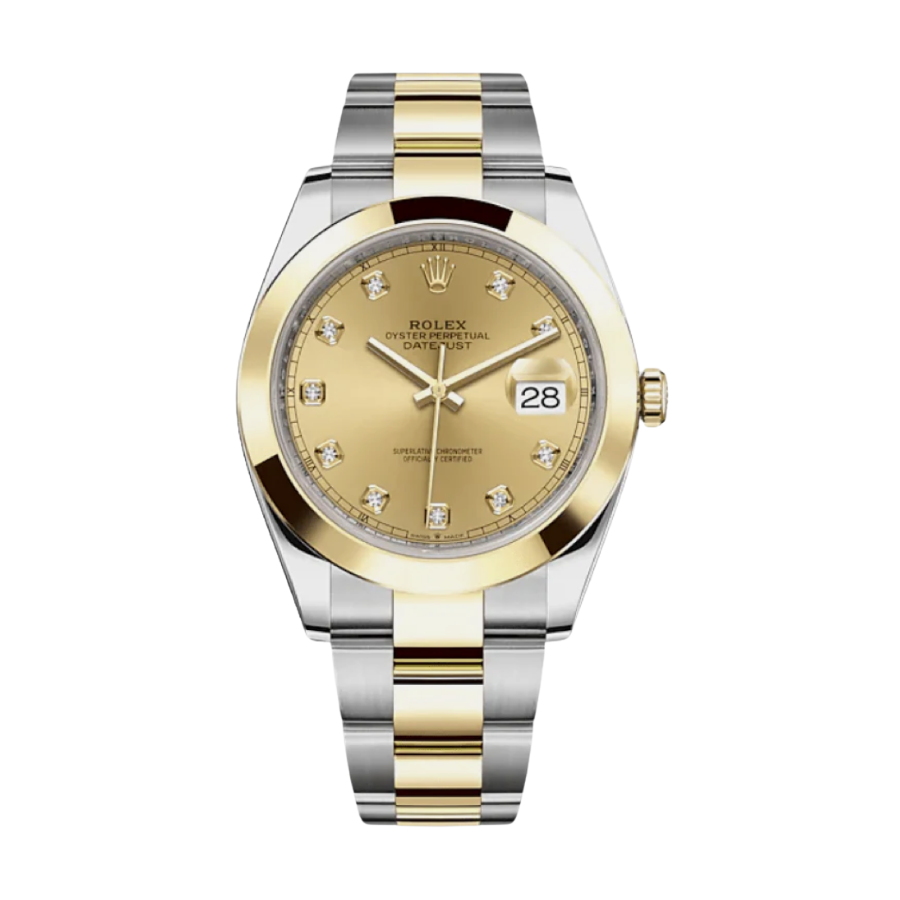 Date just yellow gold champagne diamond dial 41mm