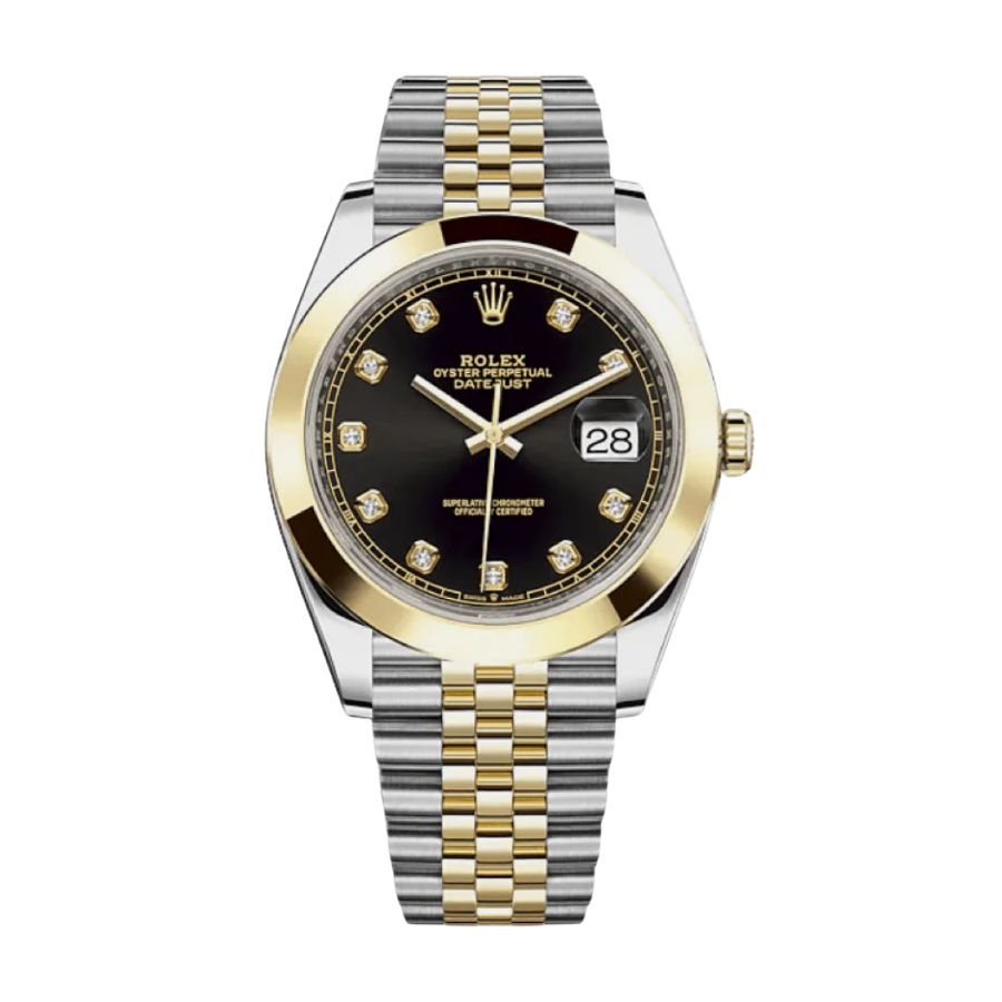 Date just yellow gold black diamond dial 41mm
