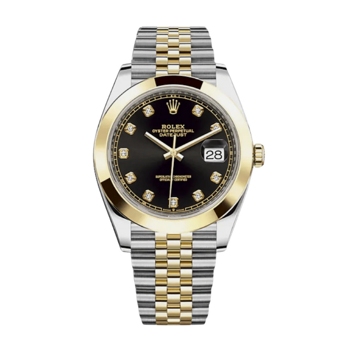 Date just yellow gold black diamond dial 41mm