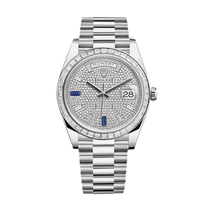 Day-date diamond paved sapphire dial 40mm
