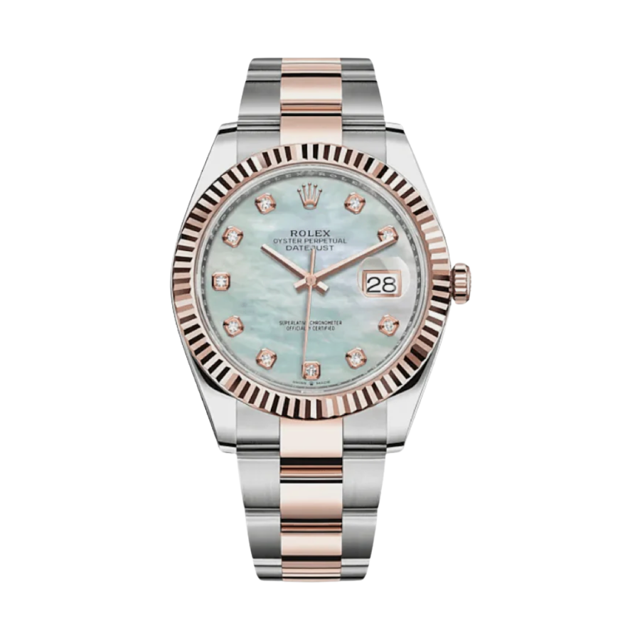 Date just rose gold mop diamond dial 41mm