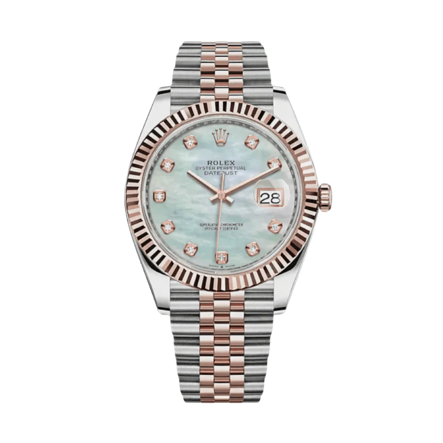 Date just rose gold mop diamond dial 41mm