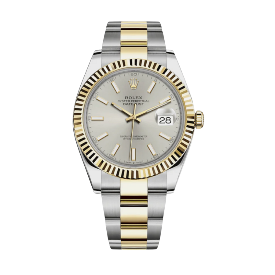 Date just yellow gold silver dial 41mm