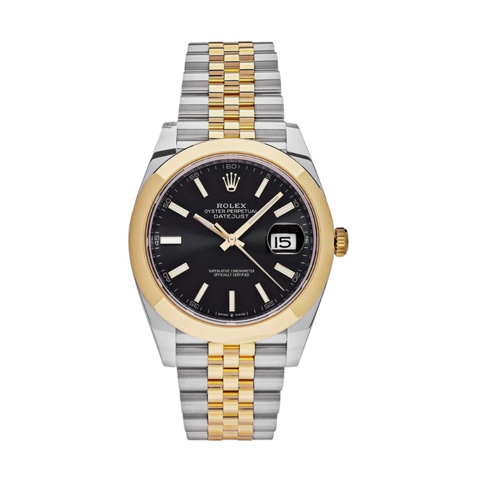 Date just yellow gold black dial 41mm