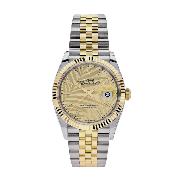 Date just yellow gold palm motif dial 36mm