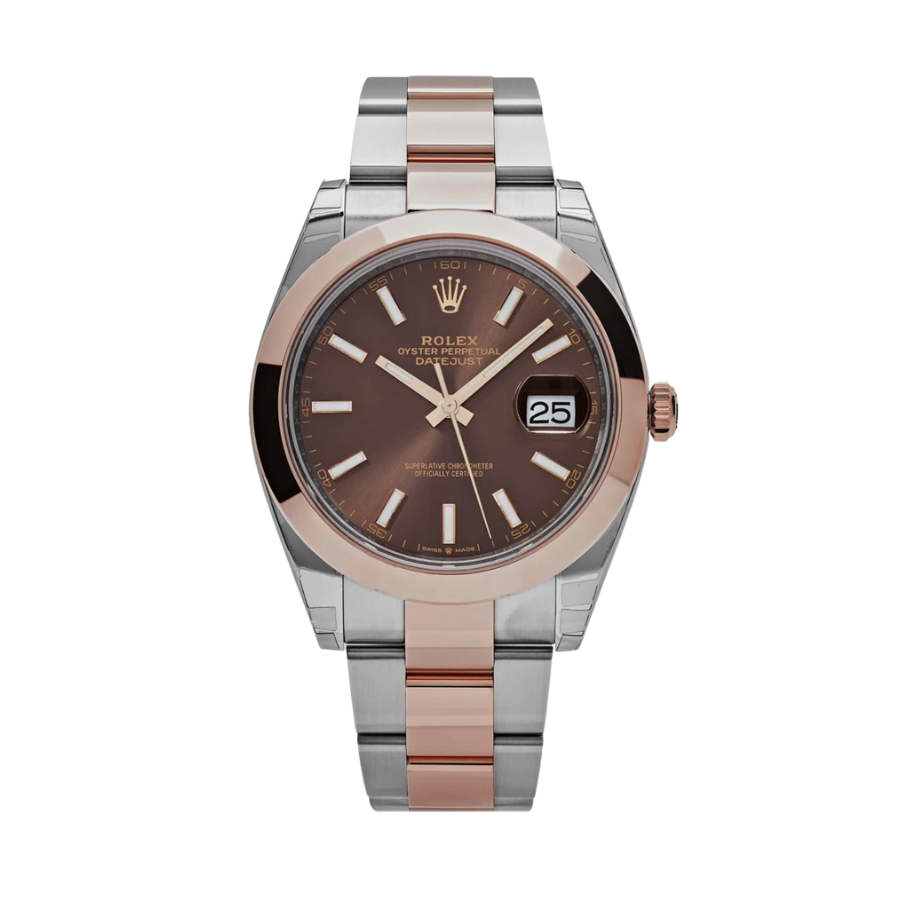 Date just rose gold chocolate dial 41mm