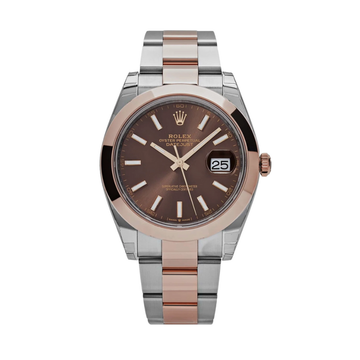 Date just rose gold chocolate dial 41mm