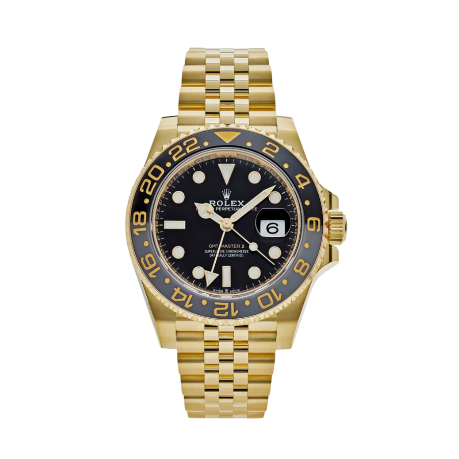Gmt-master ii yellow gold black dial 40mm
