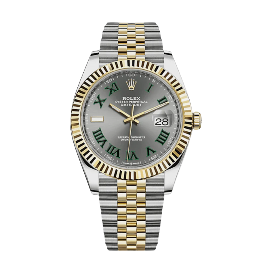 Date just wimblendon yellow gold slate dial 41mm