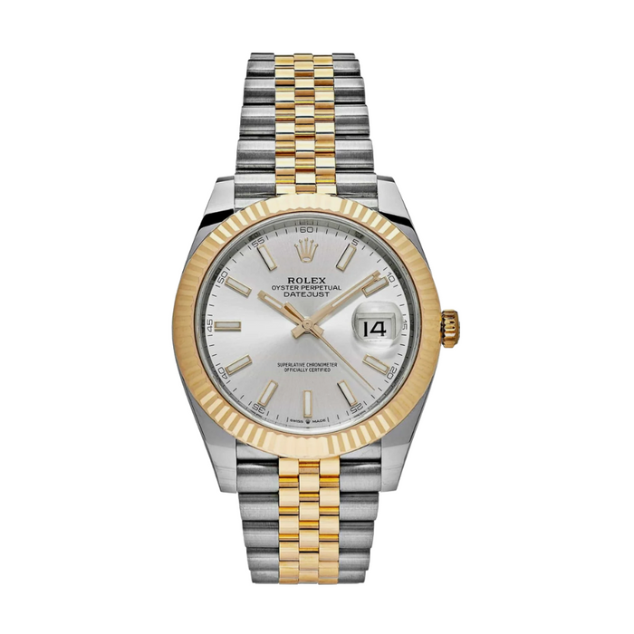 Date just yellow gold silver dial 41mm