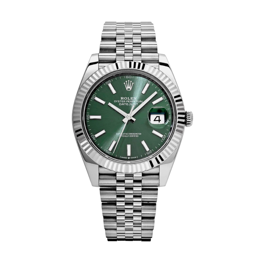 Date just steel green dial 41mm