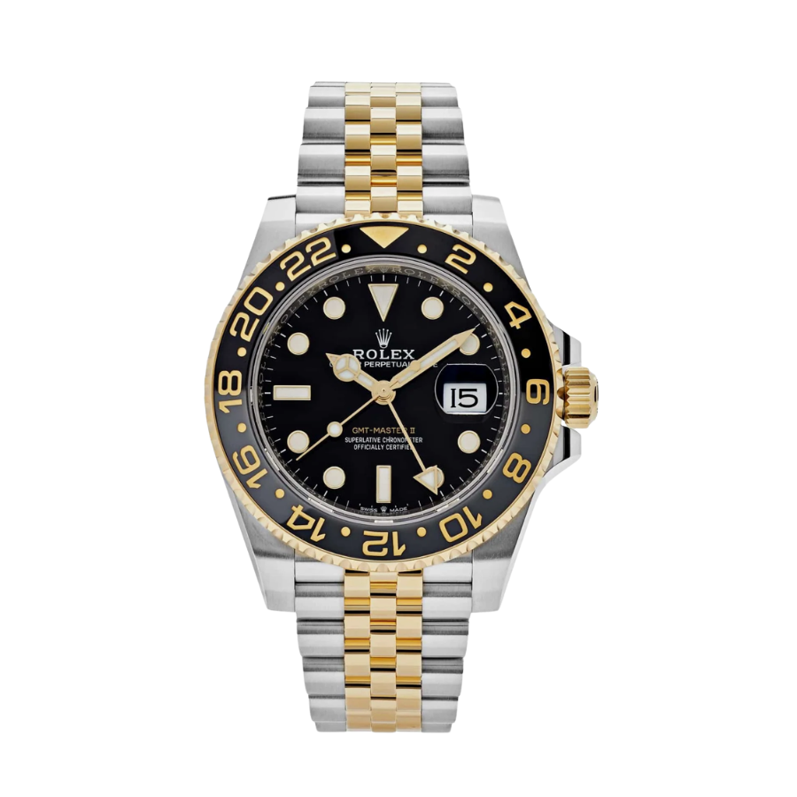 Gmt-master ii yellow gold black dial 40mm