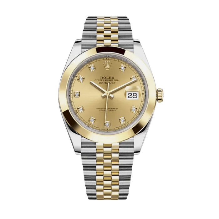 Date just yellow gold champagne diamond dial 41mm
