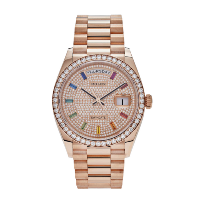 Day-date rose gold diamond pave dial 36mm