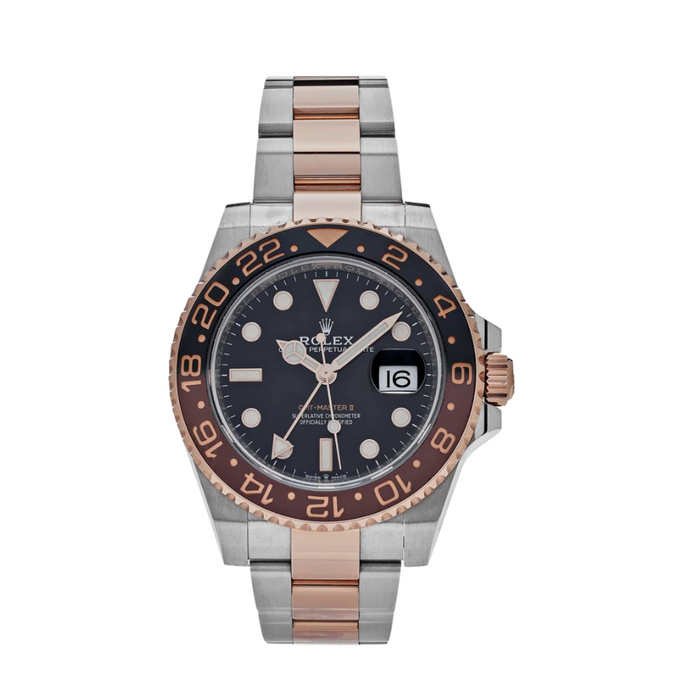 Gmt-master ii rose gold blue dial 40mm